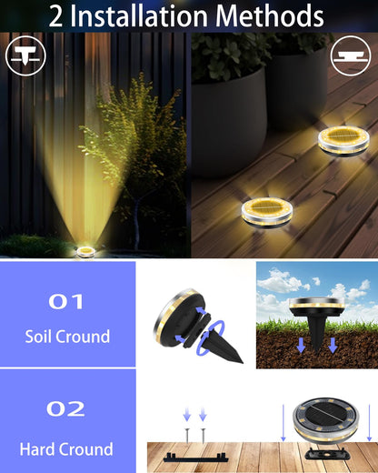 Bzavor LED Solar Bodenleuchten Aussen, 18 Stück, IP65 wasserdicht