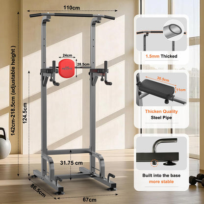 RELIFE Power Tower Kraftstation Klimmzüge Dips Grau-1