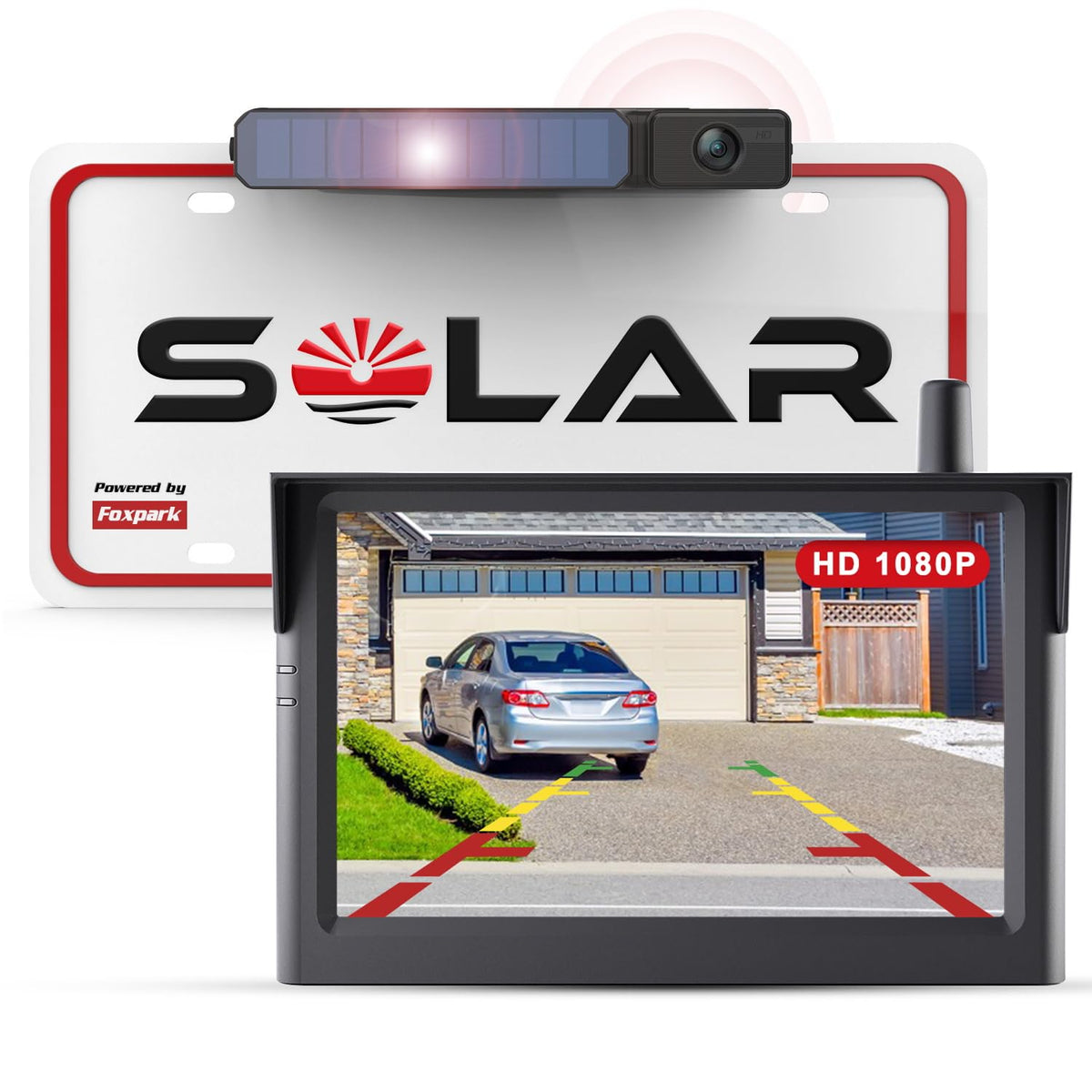 Foxpark Solar 3 kabellose Rückfahrkamera Set mit 5" Monitor, 1080P