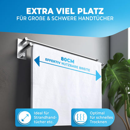 LOBUX Handtuchhalter ohne Bohren, Edelstahl, 80 cm, selbstklebend