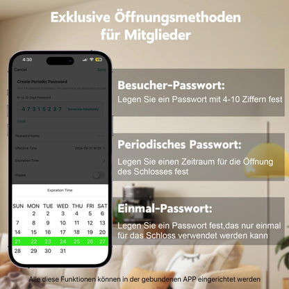 Elektronisches Türschloss Fingerabdruck Haustür – verstellbar 60-90mm