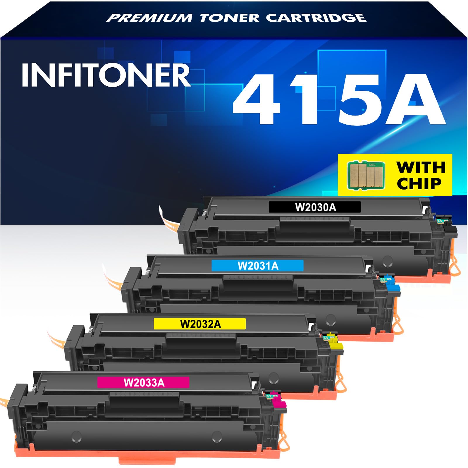 Kompatibel für HP 415A W2030A Toner 4er-Pack M479fdw mit Chip: Vier Farblasertonerkartuschen für Farbdruck.