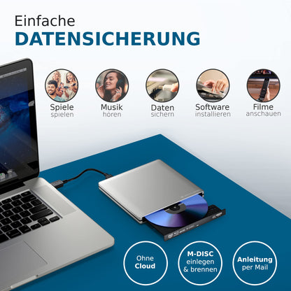 techPulse120 Imperator Externer Blu-ray Brenner USB-C 4K BDXL - Silber
