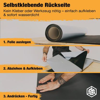 HSS EPDM Dachfolie Selbstklebend KSK Dachbahn - 5m² Schwarz