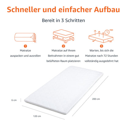 Amazon Basic Matratzenauflage Schaumkern 6cm - 120x200cm Weiss