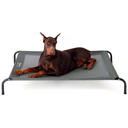BEDSURE Hundeliege erhöht, Outdoor Hundebett grau, 124x80 cm – erhöhte Netzliegefläche für Hunde
