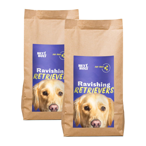 HEY HOLY Premium Trockenfutter für Retriever - Lamm getreidefrei 14kg: Braune, runde Kroketten. Alleinfuttermittel für die tägliche Ernährung ausgewachsener Retriever.
