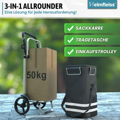 Heimfleiss Einkaufstrolley klappbar mit Kühlfach, 56 L, 50 kg