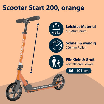 HUDORA Scooter Start 200, klappbarer Aluminium-Cityroller bis 100 kg