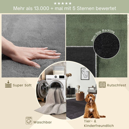 the carpet Relax Flauschiger Kurzflor Teppich - Anthrazit 240x340 cm