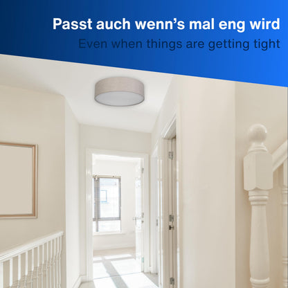 REV LED Deckenleuchte rund 40 cm mit Stoffschirm in Taupe, 2x E27