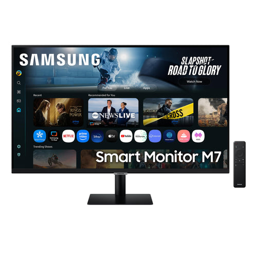 Samsung M70F 32 Zoll 4K Smart AI Monitor - LS32FM700UUXEN. Schwarzes Display, ein Smart-Hub für Arbeit & Medien.