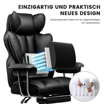 GTPLAYER Gaming Stuhl – Stoff Schwarz mit Fussstuetze