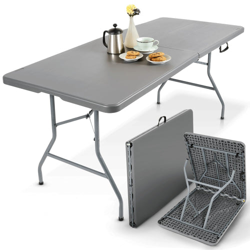 Arebos Buffettisch Klapptisch – 182x74cm Anthrazit wetterfest. Rechteckig, für Buffets und Events.