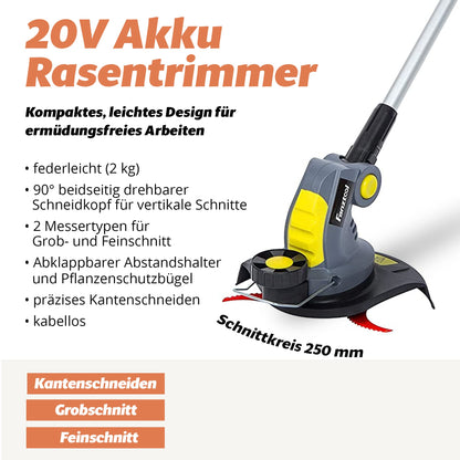 FANZTOOL Akku Rasentrimmer 20V AK0012G mit 2Ah Akku und Ladegerät