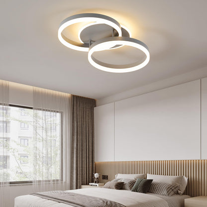 Amdelne LED Deckenleuchte 2-Ringe Design 50cm Dimmbar – Grau
