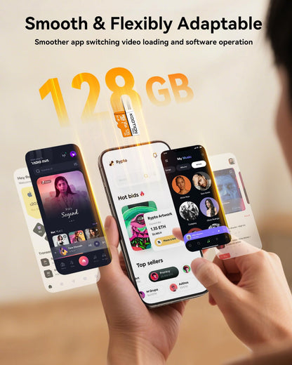 KOOTION Micro SD Karte 128GB microSDXC UHS-I U3 V30 A1 mit SD-Adapter