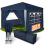 Kronenburg Faltpavillon 3x3 m, wasserdicht, UV-Schutz 50+, Blau mit 4 Seitenteilen und Stahlgestell