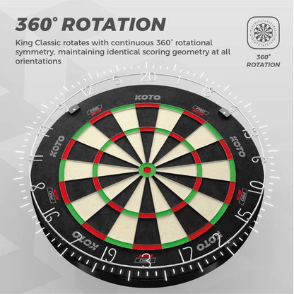 KOTO King Pro 360 Dartscheibe – offizielle Turniermasse, Sisal