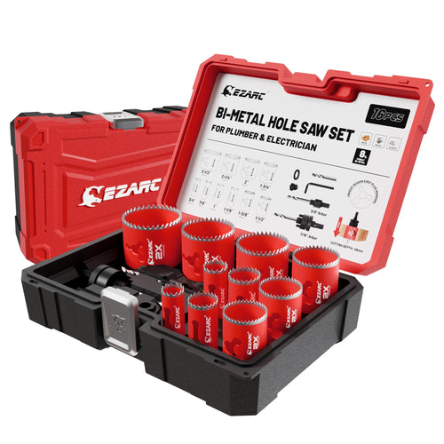 EZARC M42 BiM-Lochsägen Set Pro - Ø 19-64mm (16-tlg). Für präzise Kreislöcher in Holz, Metall, Kunststoff.