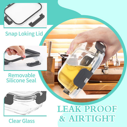 Skroam Glas-Frischhaltedosen Set, 10-teilig, 1040/370 ml, luftdicht