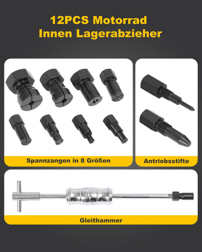 XSTARYE Innenlager Abzieher Set 12-teilig mit Gleithammer 8-32mm