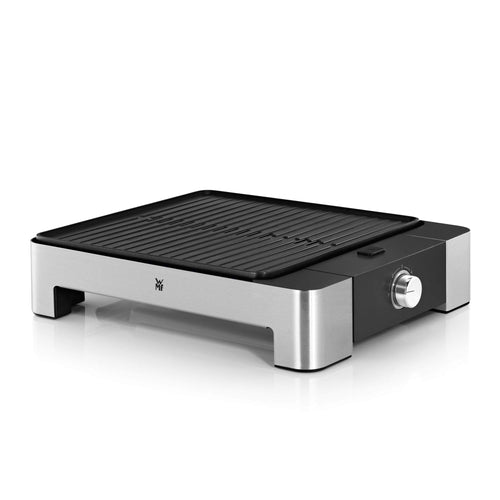 WMF Lono Tischgrill Quadro | kompakter Indoor-Elektrogrill. Quadratischer, schwarz-silberner Elektro-Tischgrill zum Indoor-Grillen von Speisen.
