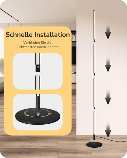 EDISHINE LED Stehlampe dimmbar, höhenverstellbar – 2er-Set schwarz