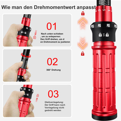 ATsafepro Drehmomentschlüssel 1/2 Zoll 20-230 Nm, 7-tlg. Set