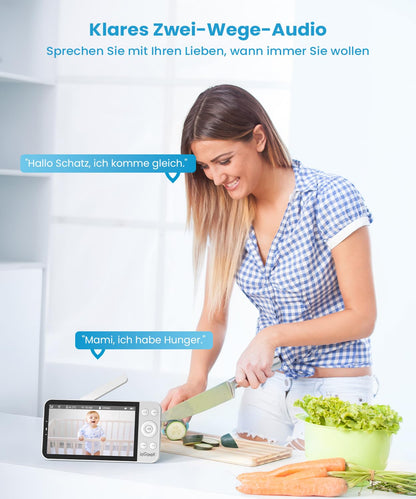 ieGeek Baby 5 Babyphone mit Kamera, 2,5K WLAN, 5,5 Zoll, PTZ 360°