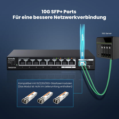 Tenda TEM2010X Unmanaged 2.5G Netzwerk Switch - 8x 2.5G, 2x 10G SFP+