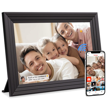 Luakug Digitaler Bilderrahmen WLAN 10,1 Zoll 32 GB IPS Touchscreen zur Wiedergabe von Fotos und Videos