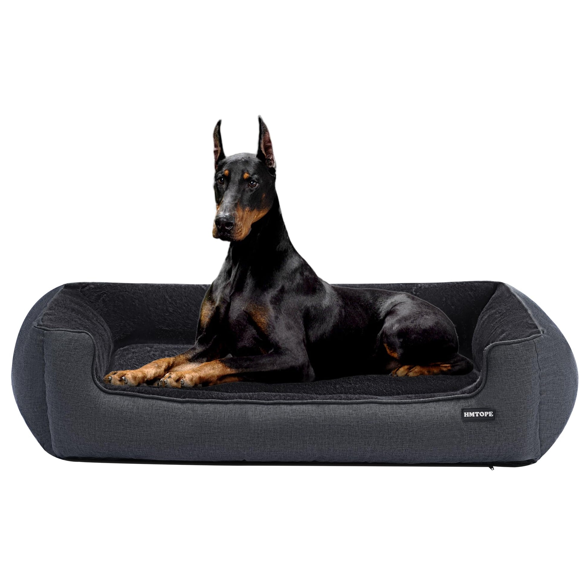 HMTOPE Hundebett & Hundesofa, waschbar, dunkelgrau 120x90cm. Rechteckig, bietet Hunden einen bequemen Rückzugsort.