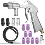 EUMAYES Sandstrahlpistole Set Druckluft mit 12 Düsen und Schlauch, Gehäuse aus Aluminiumlegierung
