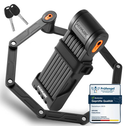 HIPARK Faltschloss HD9006 Fahrradschloss 100 cm mit Halterung, schwarz, Stahlsegmente