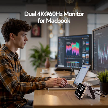PULWTOP MacBook Docking Station Dual Monitor 4K M3/M4/M5