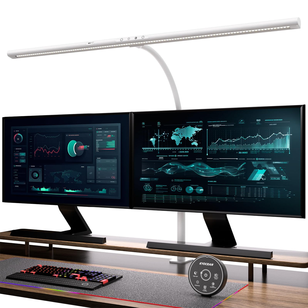 EYOCEAN LED Monitorlampe 80cm – Klemmbar, Gestensteuerung Weiss. Sorgt für Arbeitsplatzbeleuchtung am Bildschirm.