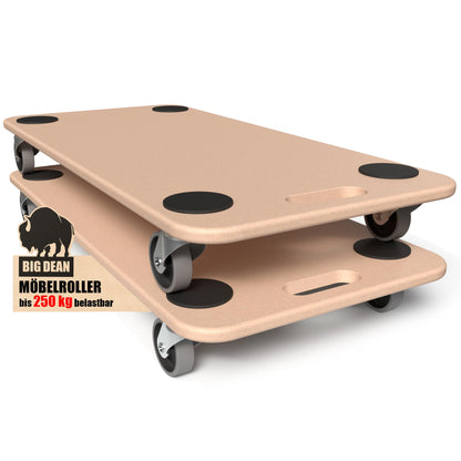 BigDean Möbelroller 3er Set Transportroller 250 kg Rollbrett MDF