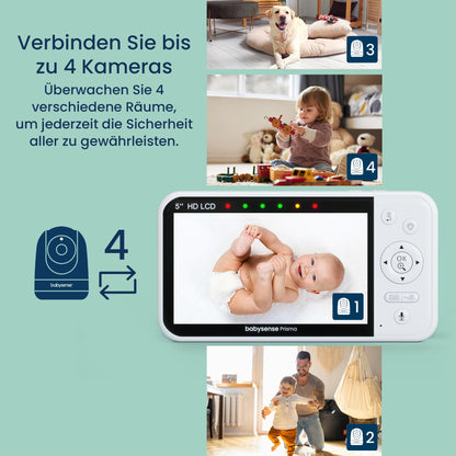 Babysense Babyphone mit Kamera, 5 Zoll HD-Display und Nachtlicht