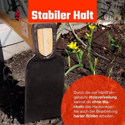 SHW-FIRE Hartboden-Reuthacke, Spezialstahl, 135 cm Eschenholzstiel