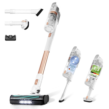 Levoit LVAC-200 Akku-Staubsauger 4-in-1 kabellos Anti-Tangle Gold, Stabdesign mit motorisiertem Bodensaugkopf