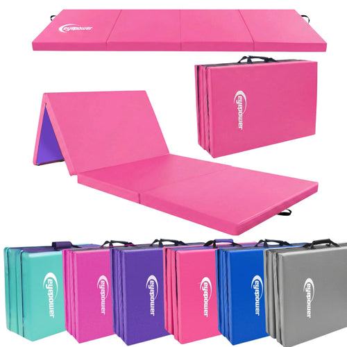 EYEPOWER Turnmatte 180x60 cm klappbar, 5 cm dick, Pink-Lila – Faltmatte mit Tragegriff