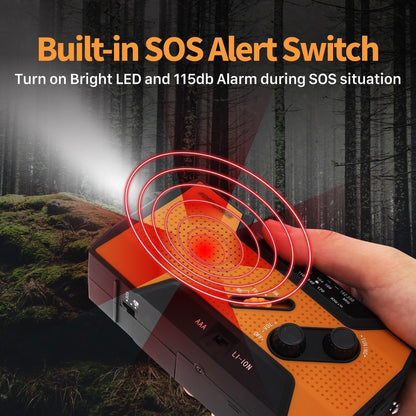 FosPower FOSPWB-2376 Notfallradio NOAA/AM/FM mit Solar und Handkurbel