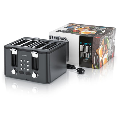 Arendo MANANA X2 Toaster 4 Scheiben Edelstahl mit Brötchenaufsatz