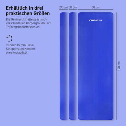 MSPORTS Gymnastikmatte Premium NBR 190 x 100 x 1,5 cm Königsblau