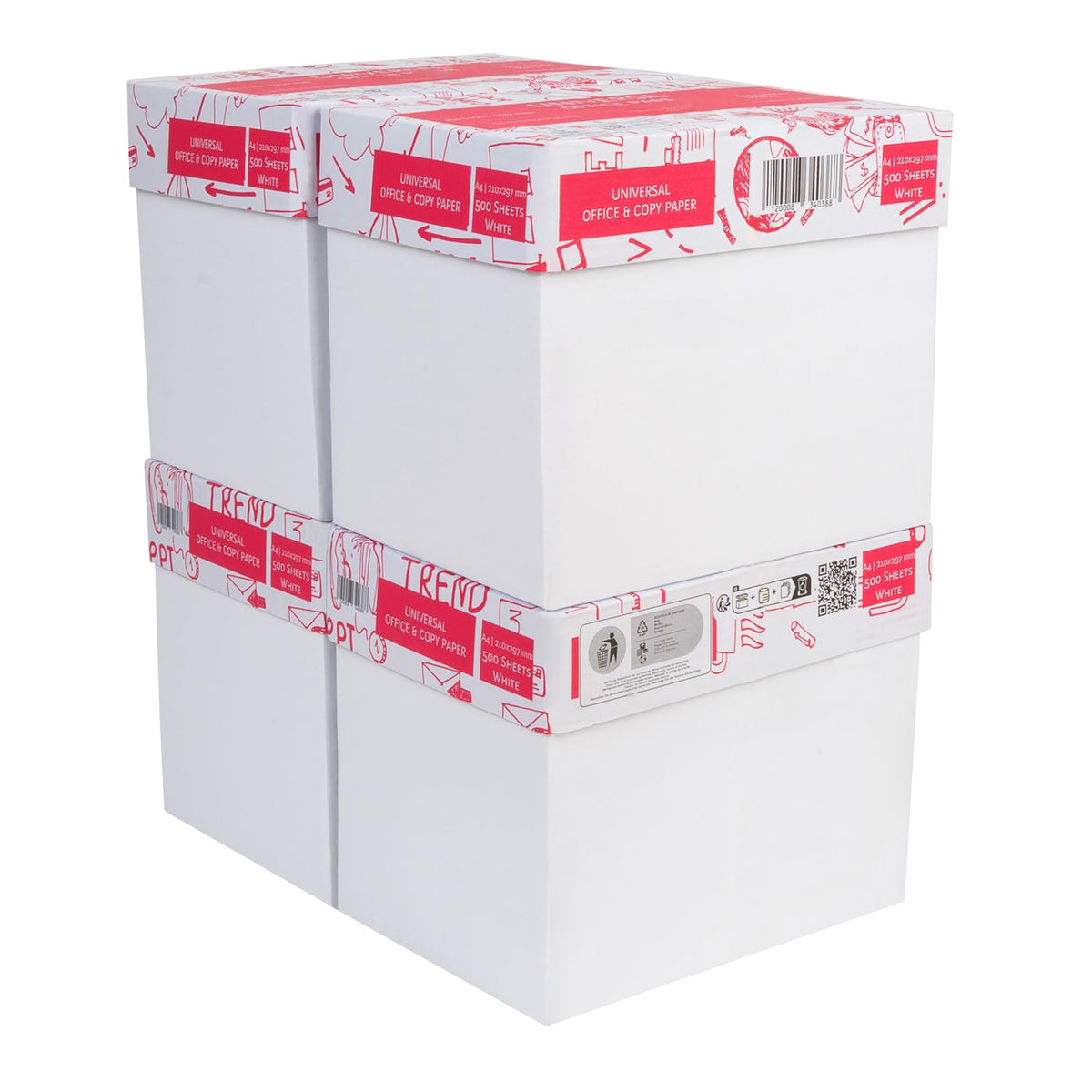 Basic Druckerpapier A4 Kopierpapier weiss CIE 160 – 10.000 Blatt: Stapel weisser A4-Blätter zum Drucken und Kopieren von Dokumenten.