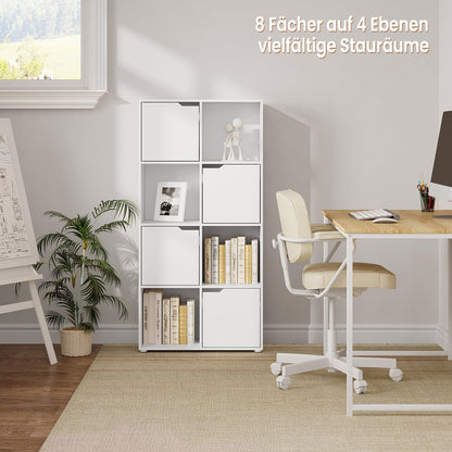 WOLTU Bücherregal SK039ws, Bücherschrank mit 4 Türen und 8 Fächern