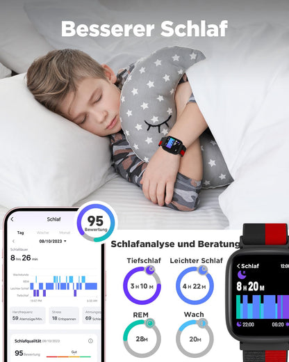 BIGGERFIVE BRAVE 2 Kinder-Smartwatch, IP68, Puls, Schlafmonitor