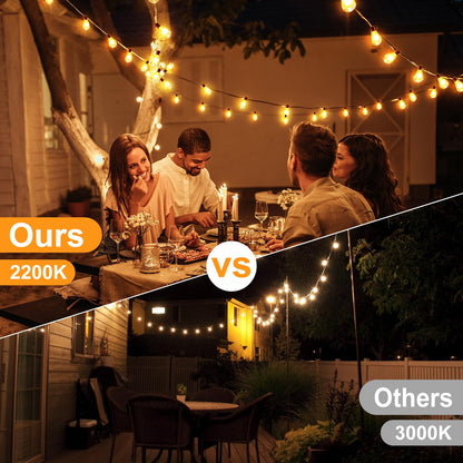 GLUROO LED Glühbirnen Lichterkette Aussen 36.6M – ST38 Warmweiss