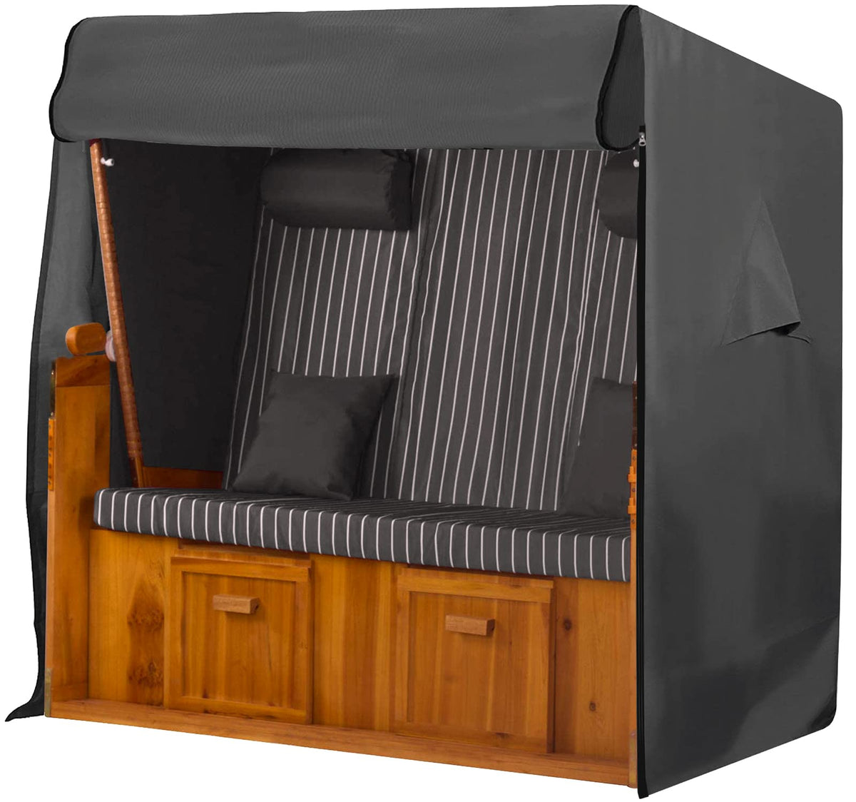 GARTENTECH Strandkorb Schutzhülle XXL 160 cm 600D Oxford wasserdicht mit Reissverschluss und Festspannkordel